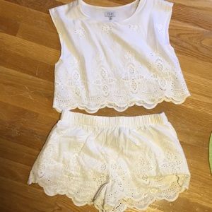 White embroidered two piece set from Tobi